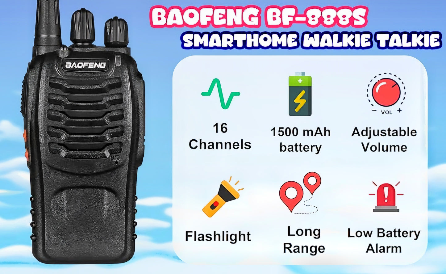 Walkie Talkie light weight with Flashlight